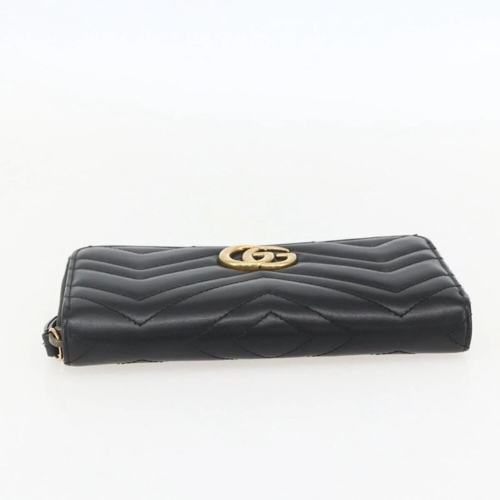 GUCCI GG Marmont Round Long Wallet Leather Black 443123 Auth am10264V - Picture 7 of 16